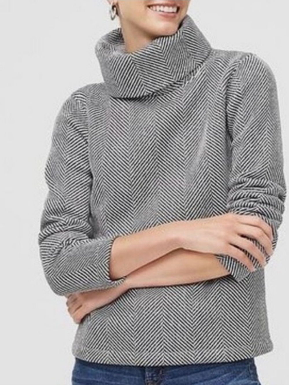 J.Crew Factory Funnel Neck Pullover Sweater Women’s Black and White Size Small